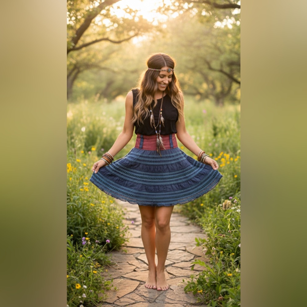 FREE PEOPLE Midi Sleeveless Skater Dress with Ribbon Detail